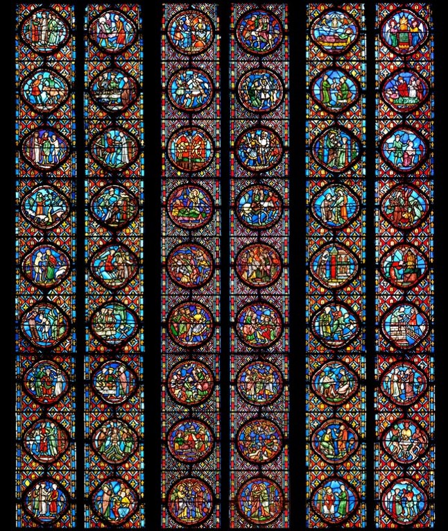 Verrière Saint-Jean-Baptiste, photomontage Henri Hours, cathédrale de Clermont