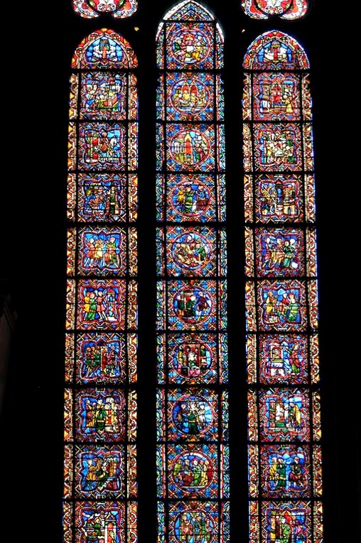 Verrière de Sainte-Agathe, photomontage Henri Hours, cathédrale de Clermont