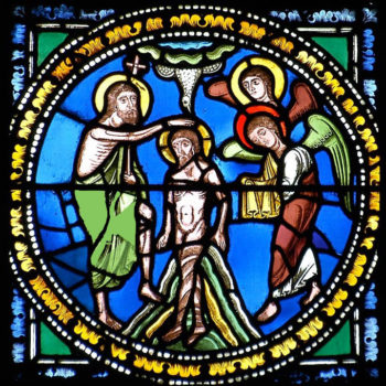 baptême du Christ; médaillon roman, cathédrale de Clermont