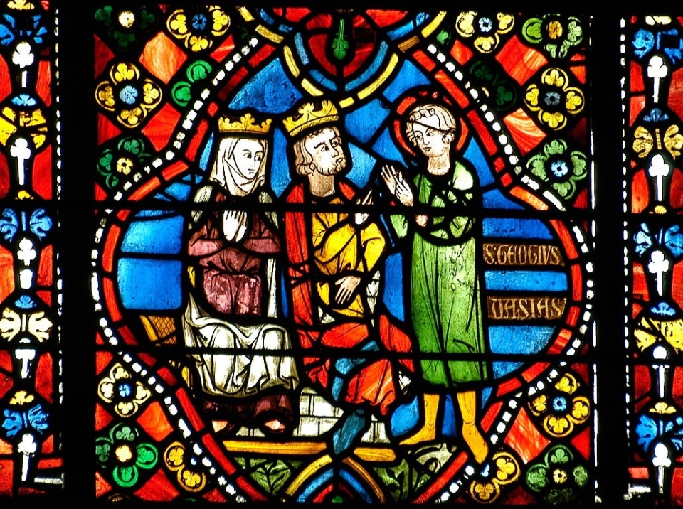 Saint Georges présenté au roi Dacien, et à la reine Alexandra, cathédrale de Clermont