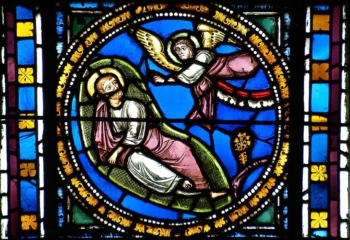 songe de saint Joseph, vitrail roman, cathédrale de Clermont