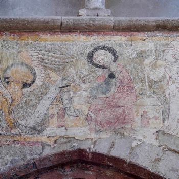 Aigueperse, peinture murale, saint Luc et la synagogue