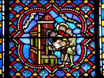 Médaillon gothique, cathédrale de Clermont, Mise au tombeau