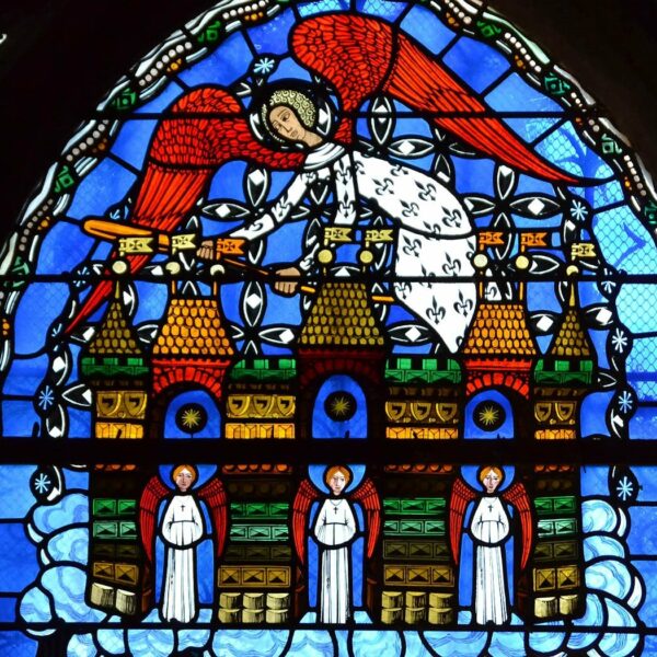 Cathédrale de Clermont, vitrail d'Alain Makaraviez, la Jérusalem céleste