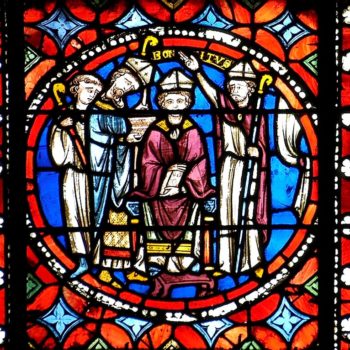 cathédrale de Clermont, médaillon XIIIe, ordination épiscopale de saint Bonnet