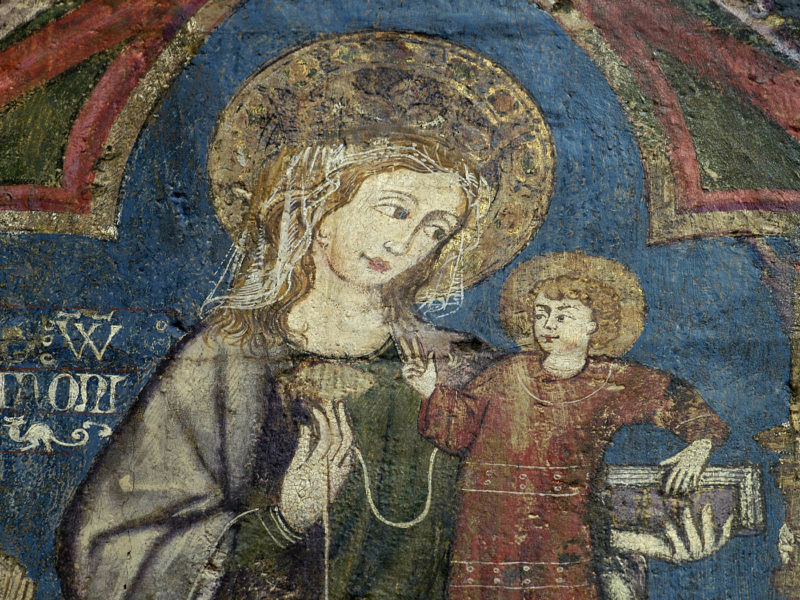 Peinture murale, cathédrale de Clermont, détail Vierge à l'enfant
