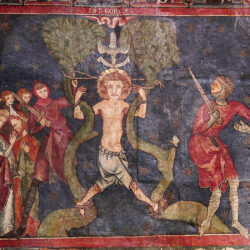 Cathédrale de Clermont, peinture murale, martyr saint Georges, détail 2