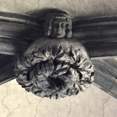 cathédrale de Clermont, clé de voûte, jeune homme