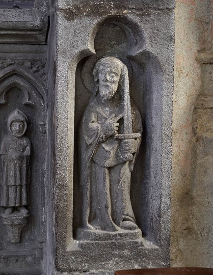 Billom, église Saint-Cerneuf, chapelle funéraire de Gilles Aycelin de Montaigut, enfeu, détail saint Paul