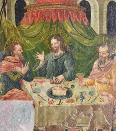Panneau peint St-Jean-des-Ollières, trésor Cathédrale, Emmaüs
