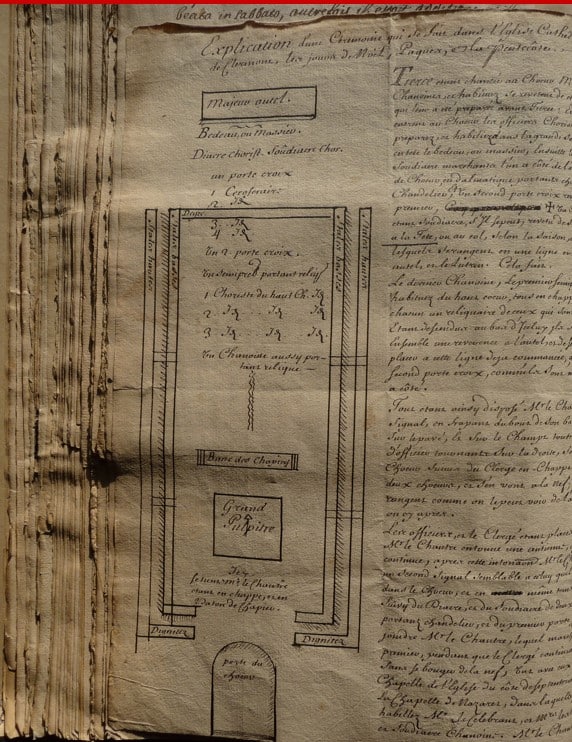 Manuscrit de Lebrun, choeur de la cathédrale de Clermont, BnF, Ms lat. 16799