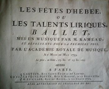 Partition de Rameau, de 1739, collection particulière