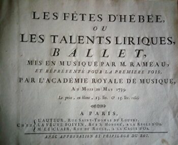 Partition de Rameau, de 1739, collection particulière
