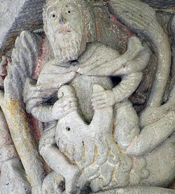 Eglise de Mozac, chapiteau de Samson 2