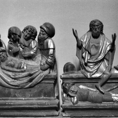 Ardes sur Couzes église Saint-Dizain, photo Bernard Craplet,mise au tombeau et Résurrection