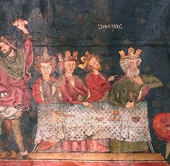 cathédrale de Clermont, chapelle Saint-Georges, peinture XIIIe, le banquet des rois