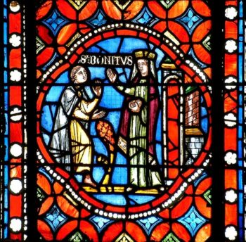 cathédrale de Clermont, verrière de Saint-Bonnet : annonce à Siagra, médaillon XXe