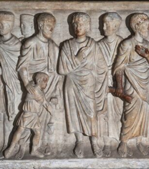 sarcophage romain cathédrale de Clermont, guérison de l'aveugle né
