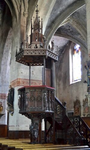 Maringues, église Notre-Dame, chaire, de Thibaud