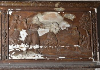 Maringues, église Notre-Dame, bas relief du sacrifice d'Isaac