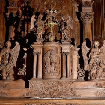 Malintrat, église, autel1 Malintrat, église Saint-Pierre, autel, détail