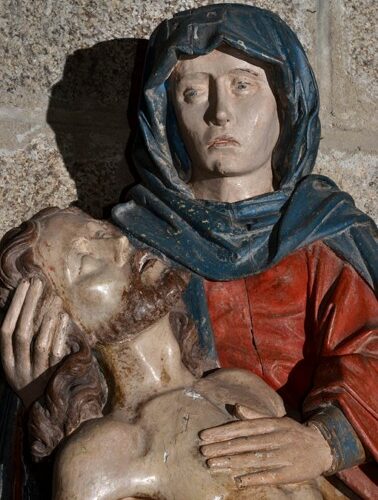 Montel-de-Gelat, église, Pieta, détail