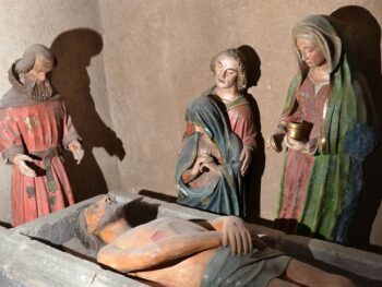 Courpière, Mise au tombeau, Nicodème, Marie-Madeleine , la Vierge et saint Jean